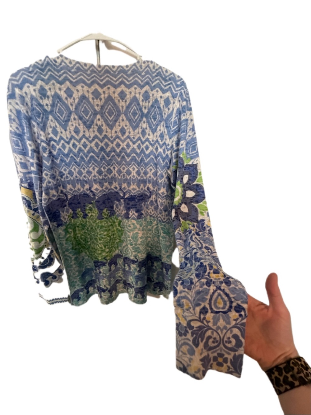 Sundance Patterned Long Sleeve Tee in Blue & Green - Picture 6 of 14